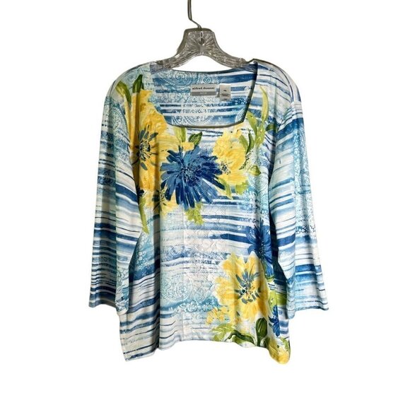Alfred Dunner Women's Top Beaded Floral Pattern with Lace Size Petite XL - Picture 1 of 14